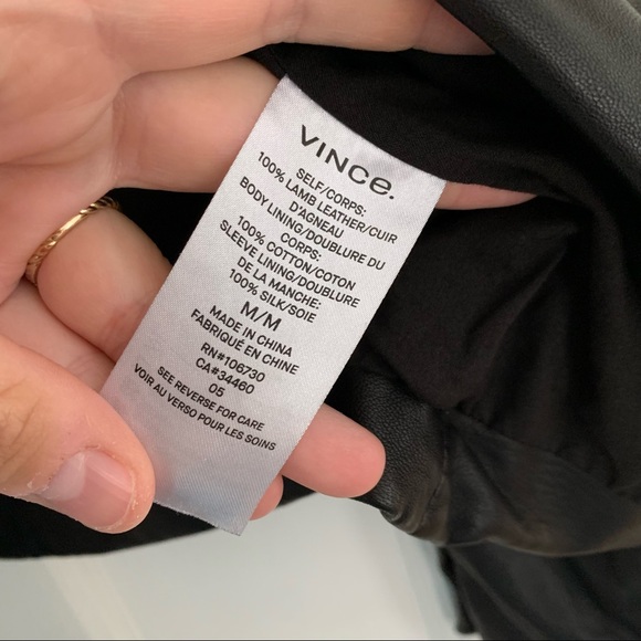 Vince Leather Moto Jacket Size Medium Black *repaired - Picture 6 of 9